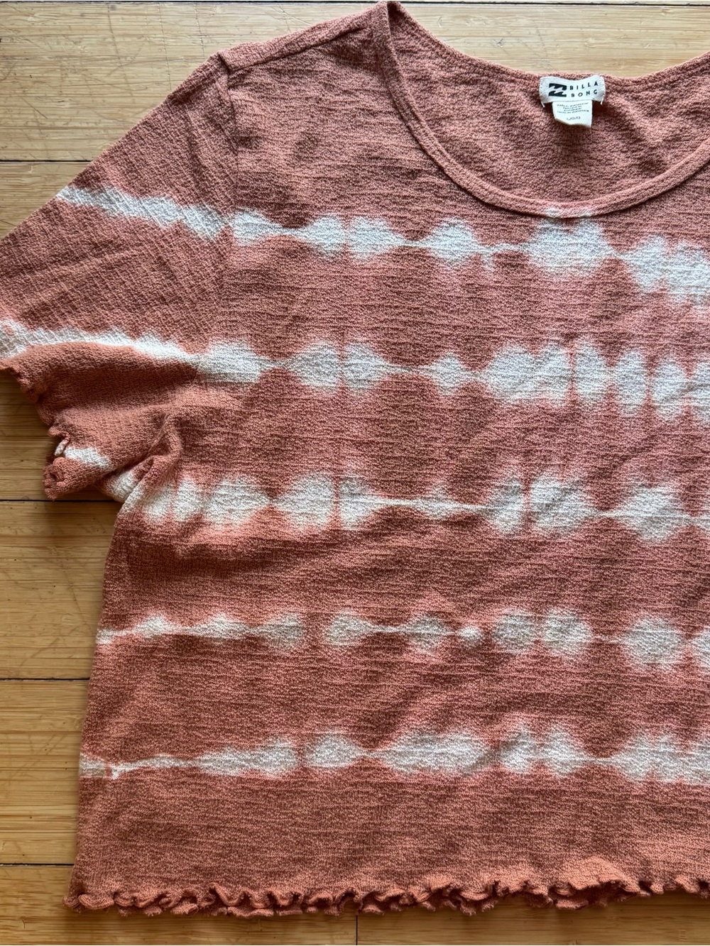 Billabong Burnt Orange and White Tie-Dye Cropped Tee - Picture 5 of 5